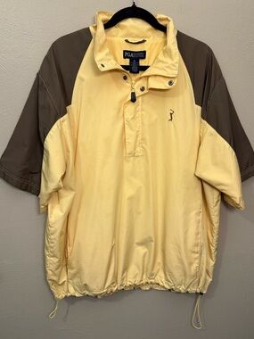 PGA Tour Men’s 1/4 Zip Yellow & Brown Colorblock Windbreaker Jacket size XL